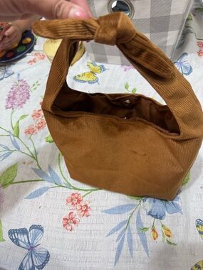 Others Follow Corduroy Knot-Handle Shoulder Bag - Camel Brown